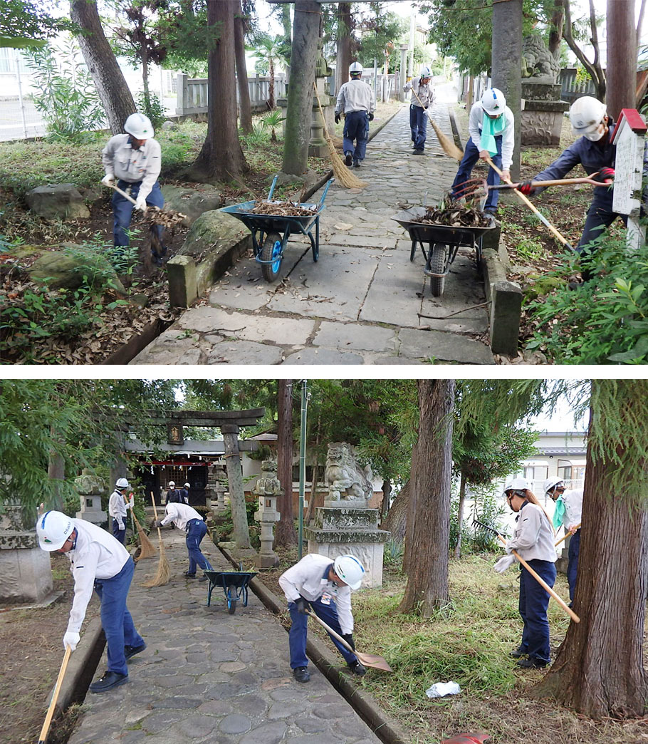 飯田八幡神社境内の清掃2